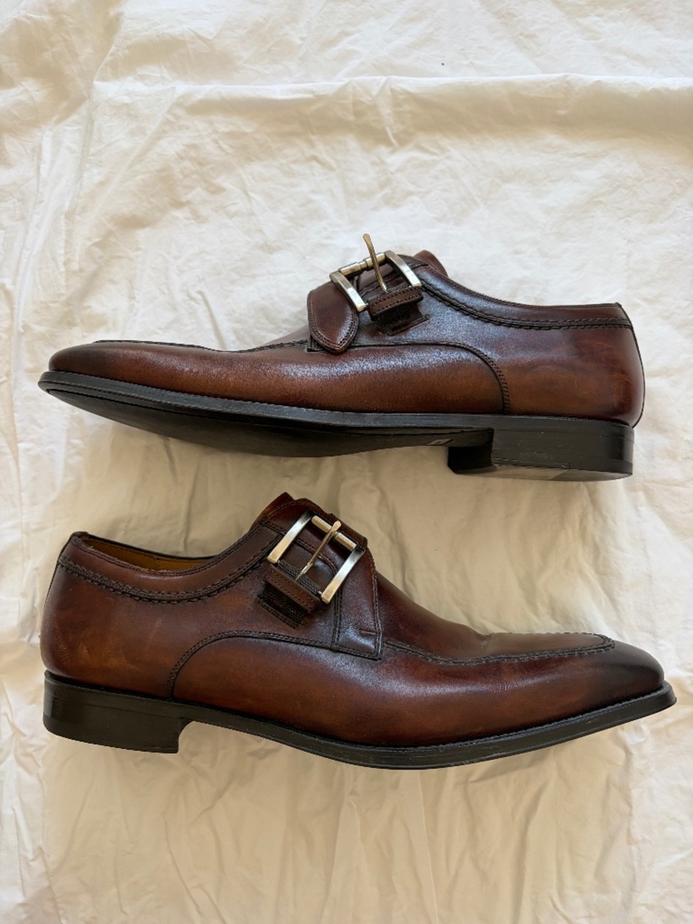 Magnanni Brown Monkstrap Shoes - Size 9